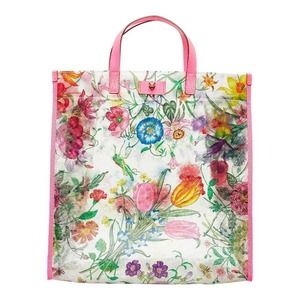 Gucci Flora Clear Bag Handbag Tote Bag Pink Multicolor